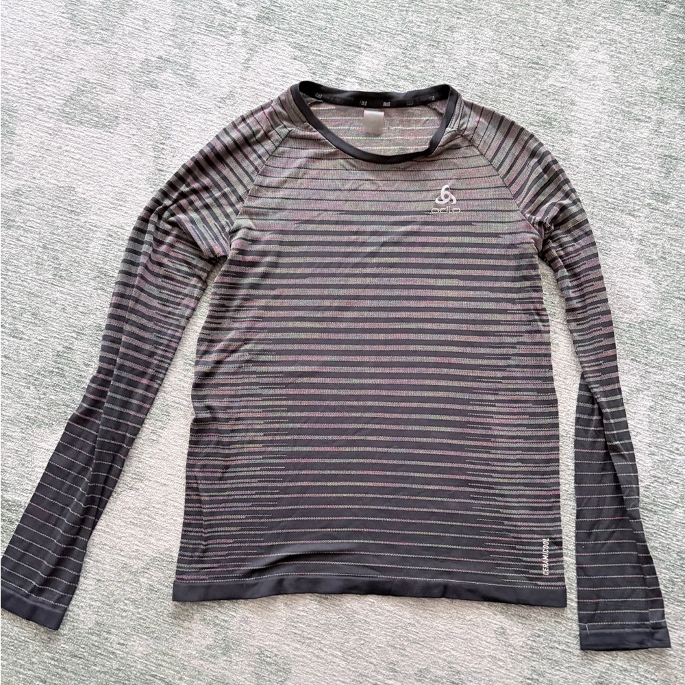 Odlo Women’s multicoloured Striped Long Sleeve blackcomb base layer